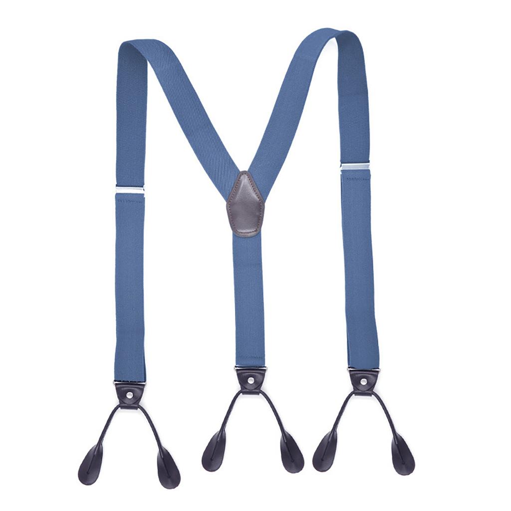 Stylish Classical Suspenders Adjustable Suspenders Elastic Chain Button End Dark Elastic Belt for Wedding Business Wear
