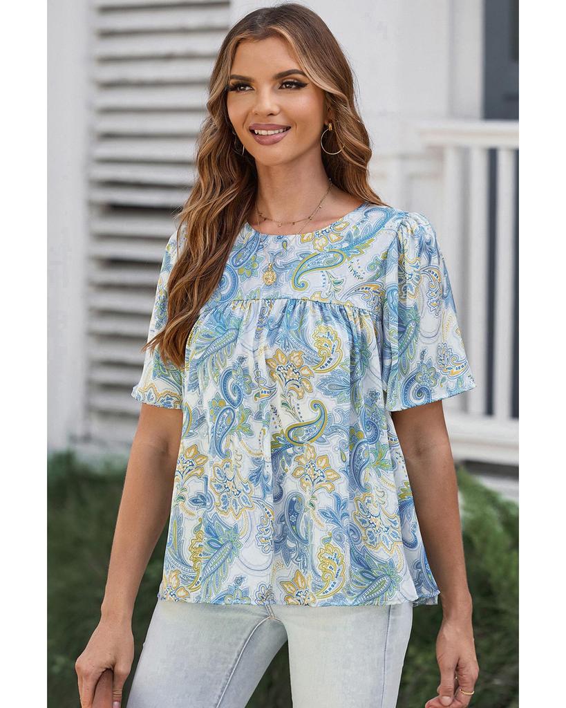 Azura Exchange Bluză cu mâneci largi și imprimeu Paisley