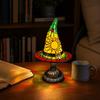 Jijijing Stained Glass Witch Hat Lamp, Table Lamp with Inline Switch, USB Powered Style Halloween for Bedroom Bookshelf Desk, Witches Gothic