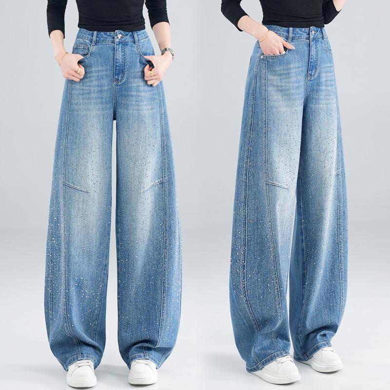 Gypsy Hot Diamond Scimitar Jeans Women's Spring and Autumn New Design Sense Blue Skinny Wide Leg Sickle Pants