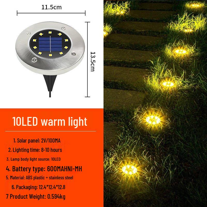 XuanYong 10-LED Stainless Steel Solar Ground Lights (3-Pack)