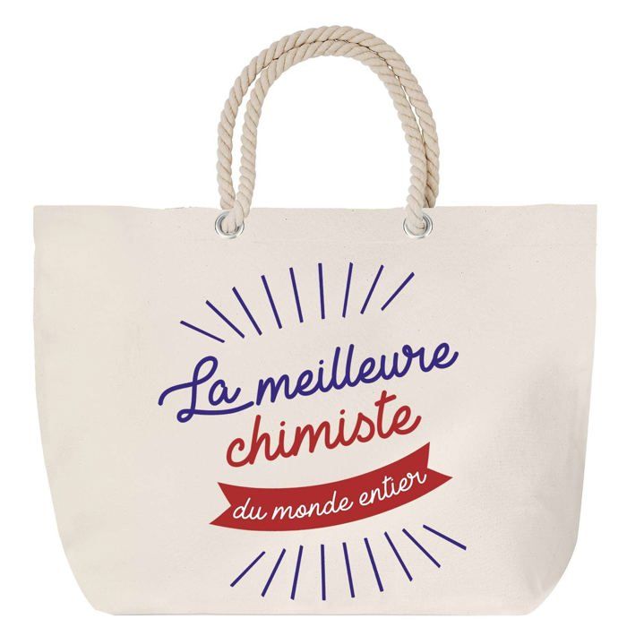 Sac de plage avec anse corde Chimiste Meilleure du Monde Entier Cadeau Anniversaire Noël | Grand Sac de Transport & Sport