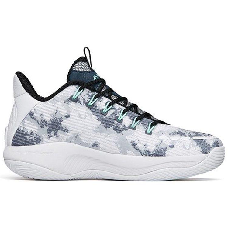 Anta Slip Resistant Abrasion Resistant Mid top Performance Basketball Shoes Men's Gray White 112211605-1