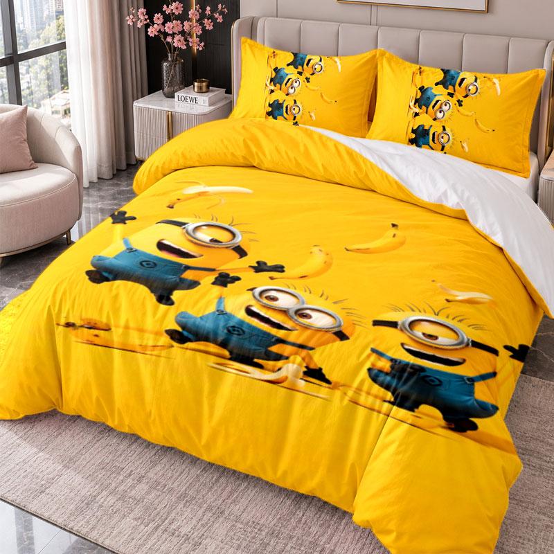 Minions Despicable Me 3Pcs Bedding Set Duvet Cover With Two Pillowcases For Bedroom Home Decoration
