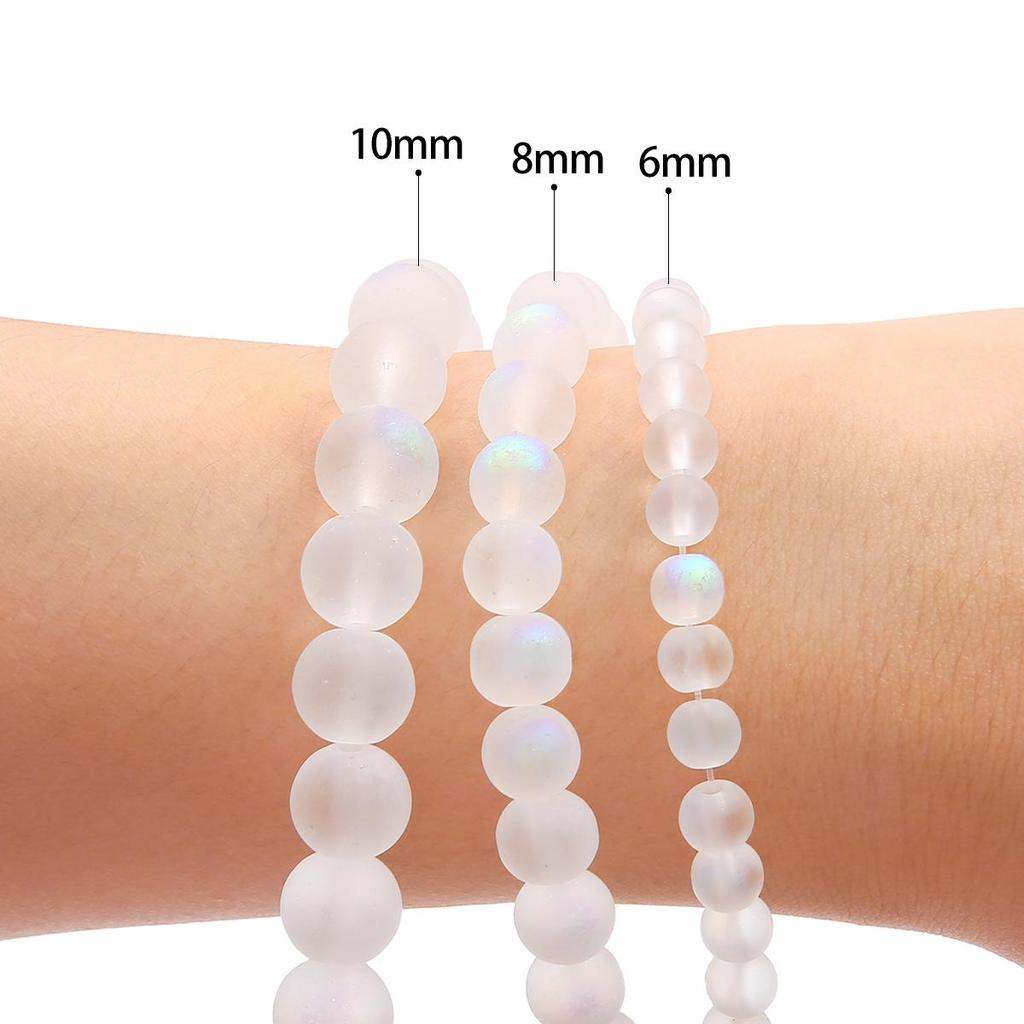 4/6/8/10 mm glänsande genomskinliga glaspärlor Frosting glas lösa pärlor för smycken dekoration göra DIY hårstick armband halsband örhänge