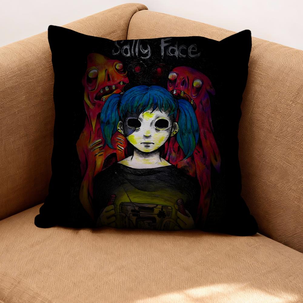 Band Sally Face Cushion Cover Premium Comfort Reversible Pillow Cove -Two in One Design for Any Room & Car Interior