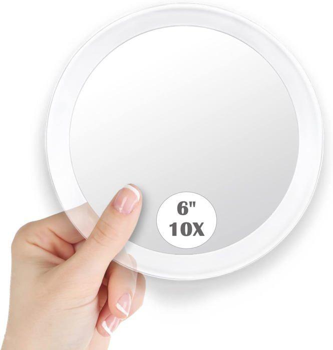 Miroir - AUXMIR - BM-1320 - Grossissement 10x - 3 Ventouses - Rond Blanc