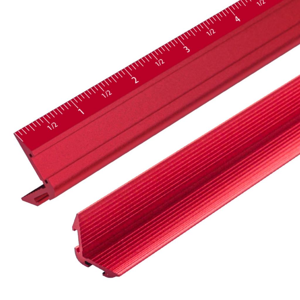 Precision Metric & Imperial Marking V-Ruler,Carpentry Paint Line Ruler - Woodworking Parallel/Vertical Line Scribe Marking Gauge