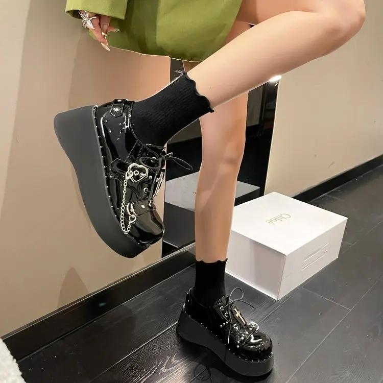 Fashion Spring and Summer New Height-up Japanese Mary Jane Small Leather Shoes Women with Retro British Style Single Shoes Women