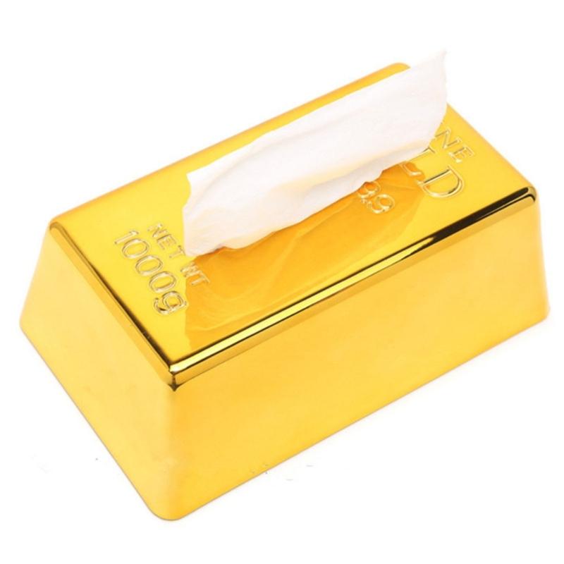 Golden Brick Tissue Dispenser For Kitchen Bathroom Office Convenient Paper Storage Container Living Room Accent