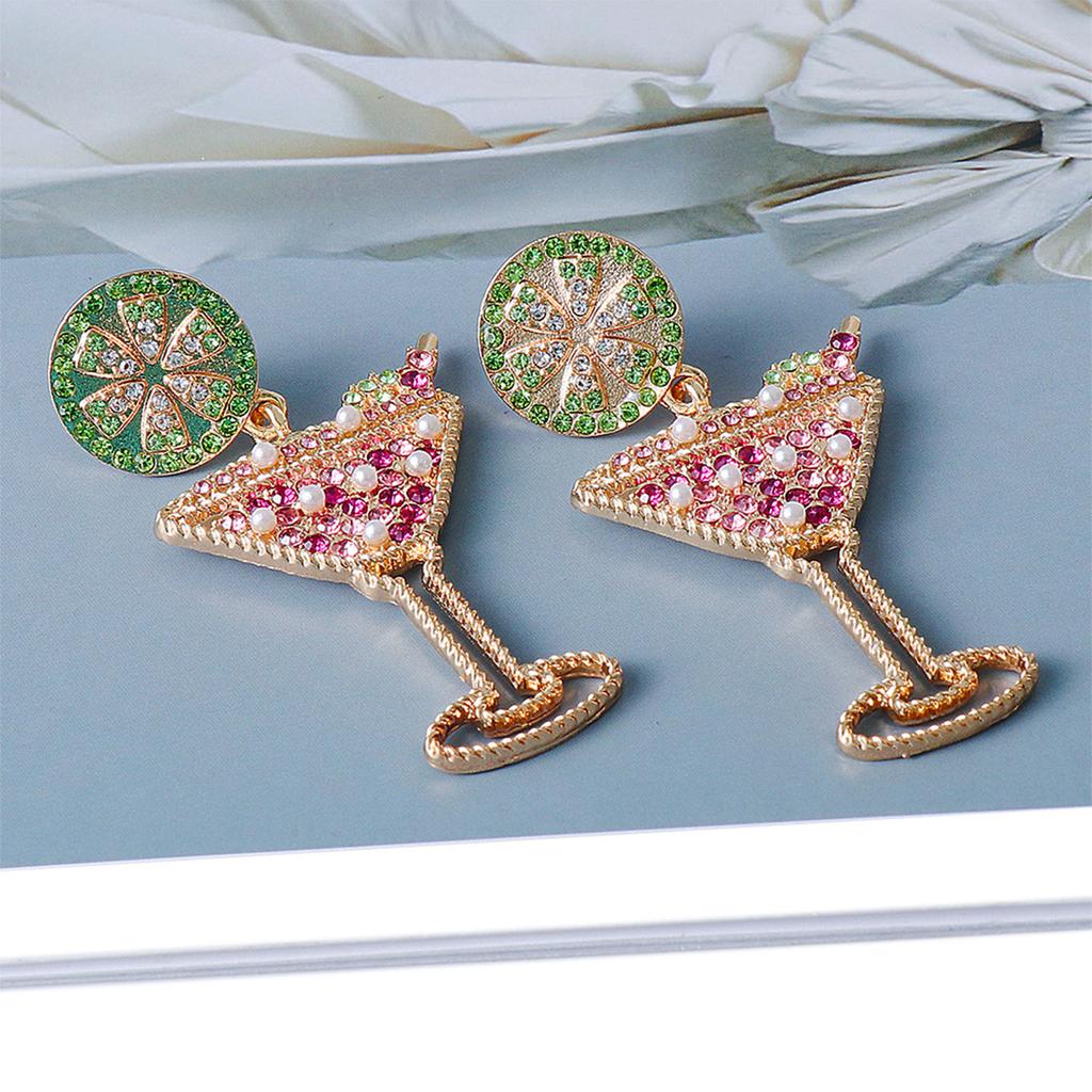 European American Popular Fruit Earrings Fashion Wine Glass Lemon Slice Earrings