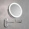 Wall-Mounted LED Vanity Mirror, Double-Sided with Light and Magnifier, Punch-Free Folding Design for Bathroom and Hotel Use