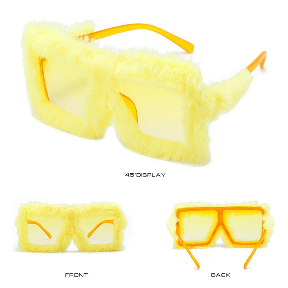 UV400 Ladies Shades Square Frame Soft Fur Ladies Sexy Shades Plush Sunglasses Punk Sun Glasses