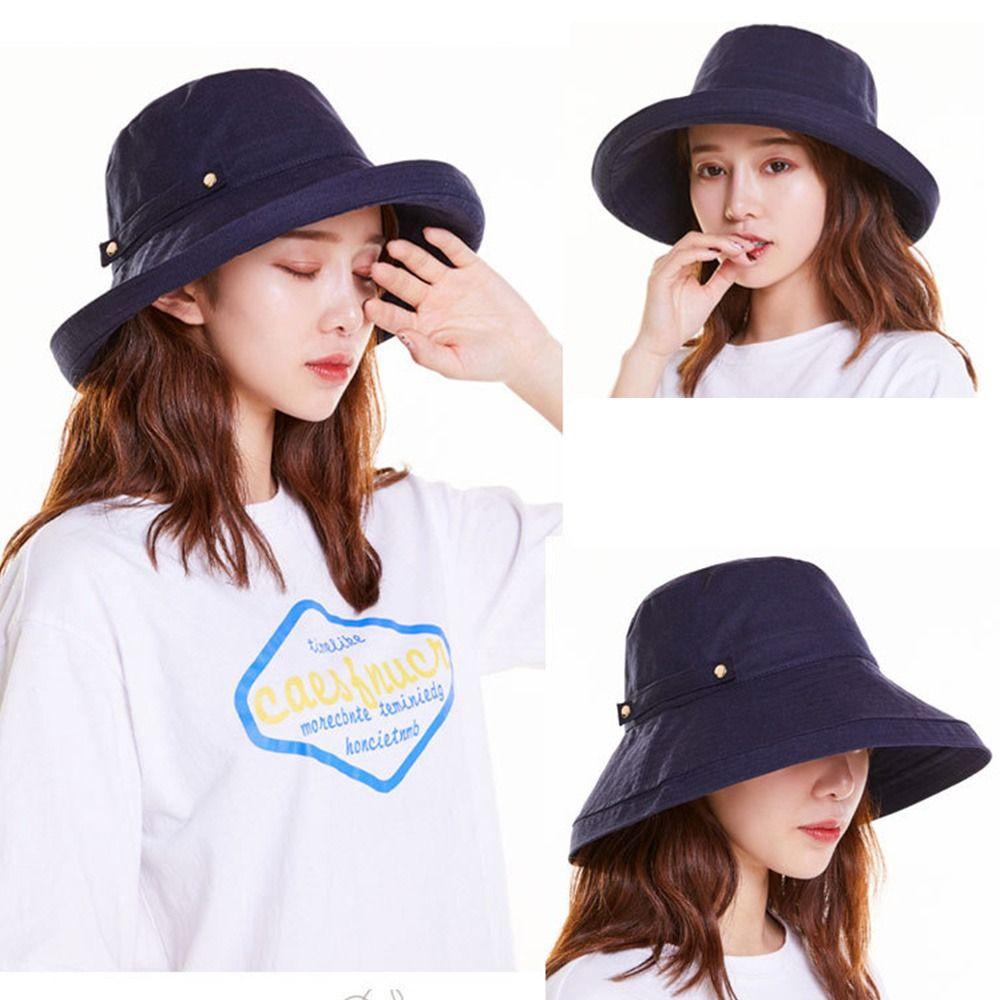 Cotton Linen Women's Sunshade Hat Wide Brim Windproof Hat Versatile Fisherman's Hat  Garden