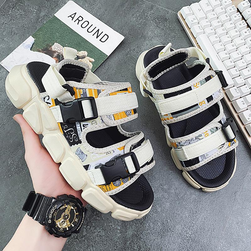 

Размер 39-44 Весенние и летние модные мужские повседневные сандалии на платформе, уличная обувь, молодежные пляжные туфли, универсальные мужские спортивные сандалии 39 бежевый