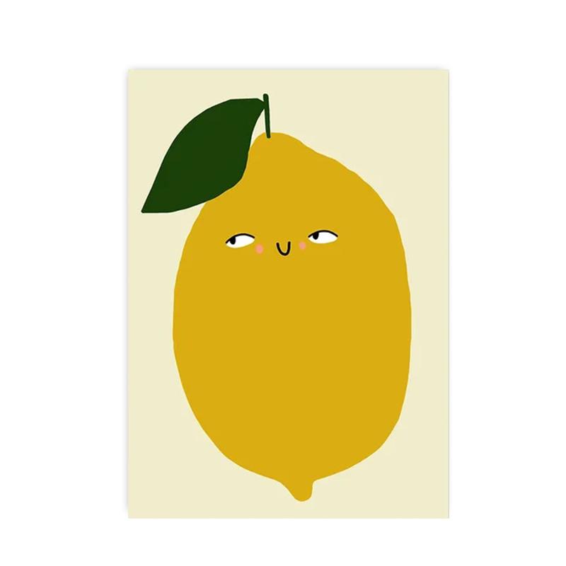 Cartoon Cute Strawberry Lemon Abstract Fruit Poster and Prints Nordic Wall Art Canvas Painting Pictures for Kids Room Home Decor
