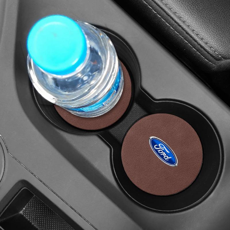 Badge Car Cup Coaster Waterproof Non-Slip Sift-Proof Spill Saucer For Ford Focus Mondeo Kuga Fiesta MK7 Escort Explorer Edge 2 4 MK2 MK4