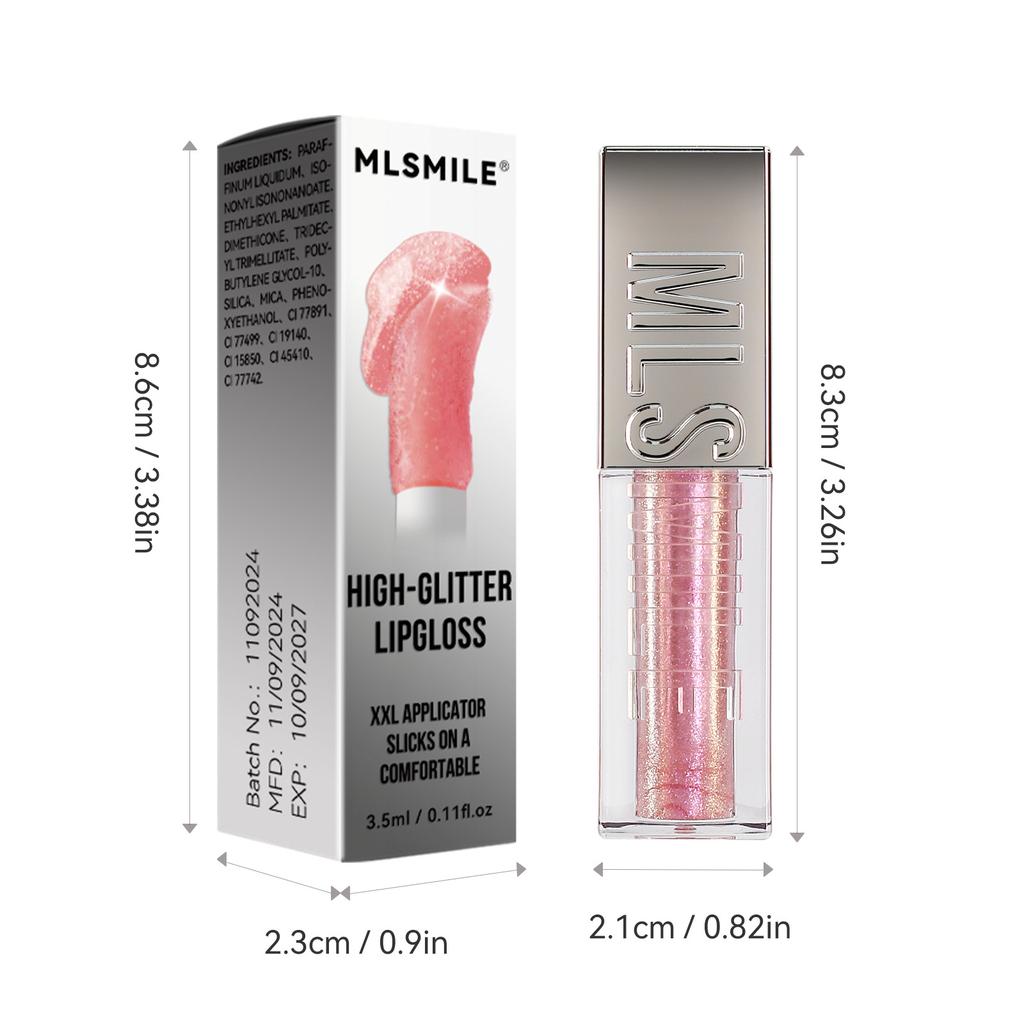 Brillo de Labios Explosivo Cabezal de Cepillo Grande Espejo Nacarado Brillo de Labios 6 Colores Hidratante Brillo Fino Lápiz Labial Líquido