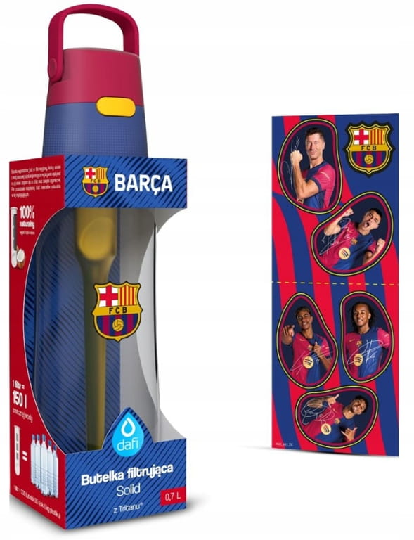 Bottiglia filtrante Dafi Solid FC Barcelona 0,7l Con lo stemma FCB e adesivi