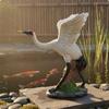 Realistic Crane Figurine Lifelike Design Resin Crane Sculpture Outdoor Decor Sturdy Elegant for Pond, Yard