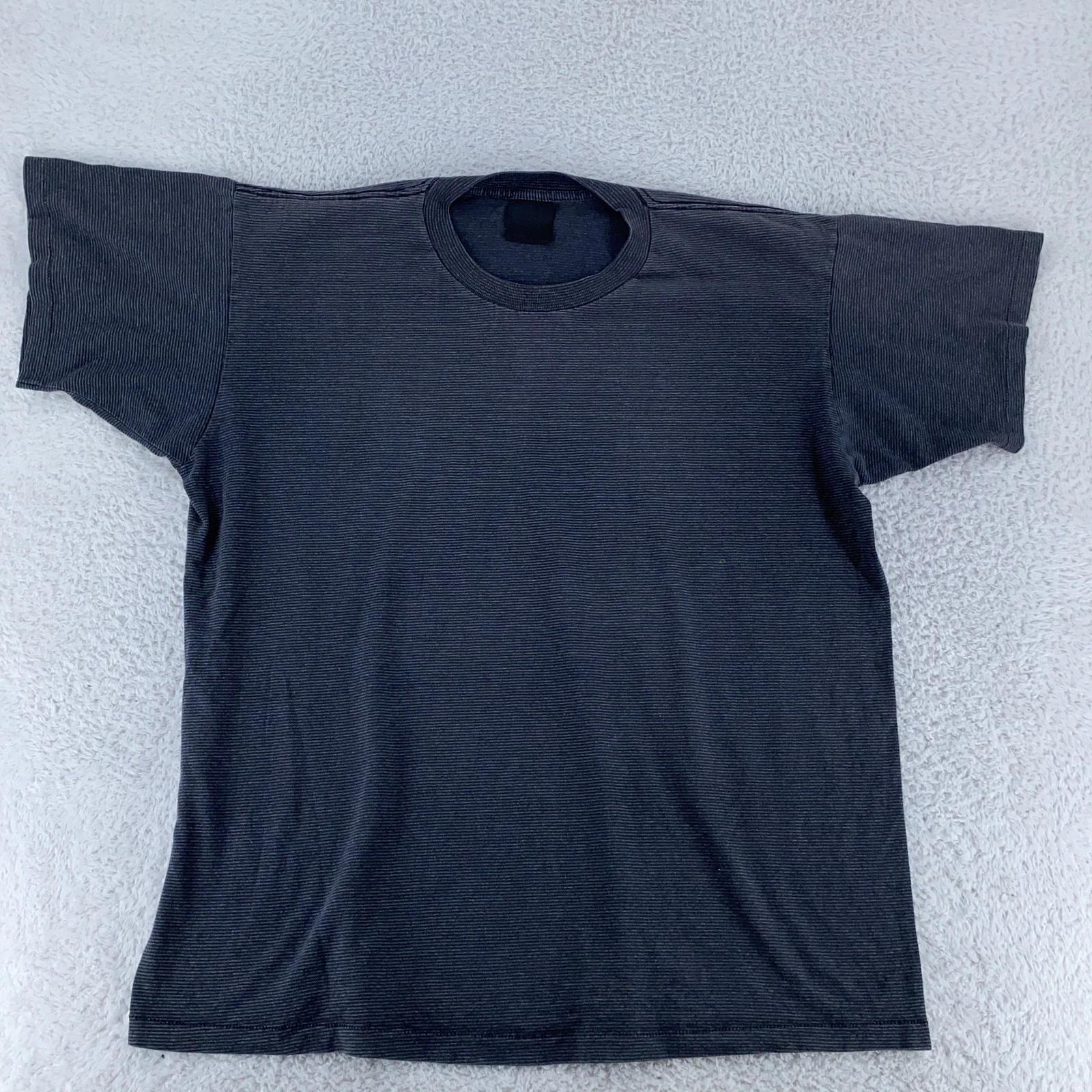 Vtg Blank Striped Tennessee River Shirt Mens Large Black Gray Short Sleeve Tee L