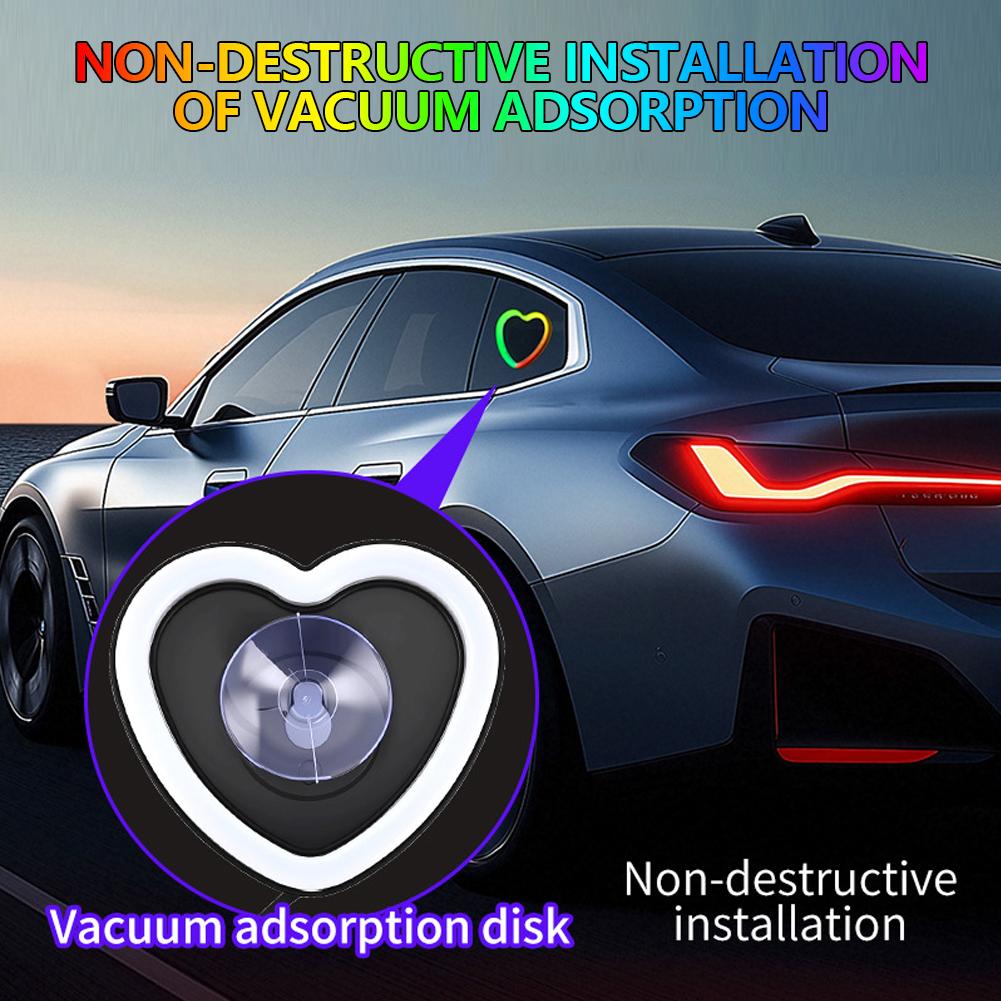 Car Window LED Heart-shaped Ambient Light Neon Light USB Powered Car Window Neon Light Decorative Lamps Interior Decoration