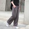 2025 Women's High Waist Straight-Leg Corduroy Pants: Versatile, Casual, Loose-Fit Woolen Pleated Solid Color Long Pants