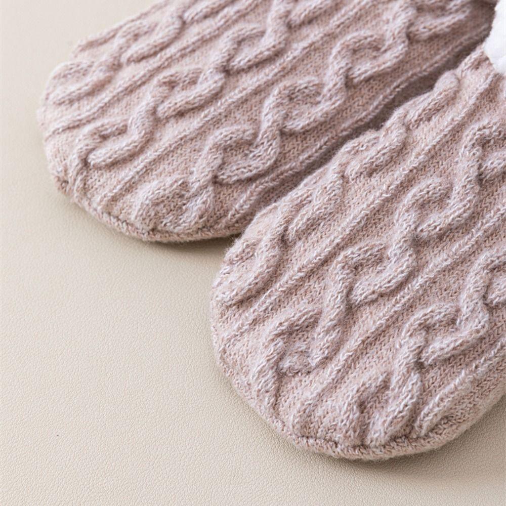 Knitted Twist Winter Floor Socks Coral Fleece Sleeping Socks Simple Thicken Plush Socks Girls