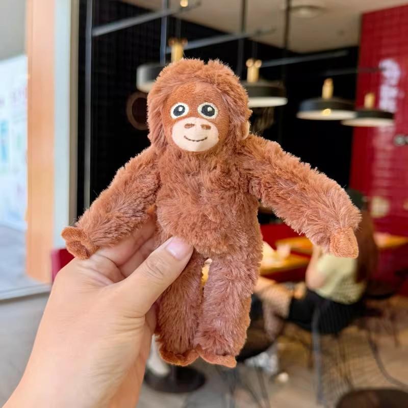 StockCute In Red Orangutan Plush Keychain Bag Charm Soft Stuffed Monkey Pendant Mini Animal Plush Toy Gift Home Decoration