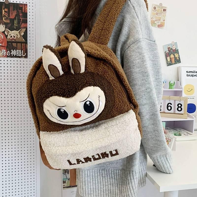 Shoulder Double Kids Cartoon Plush Backpack Student Large Schoolbag Capacity