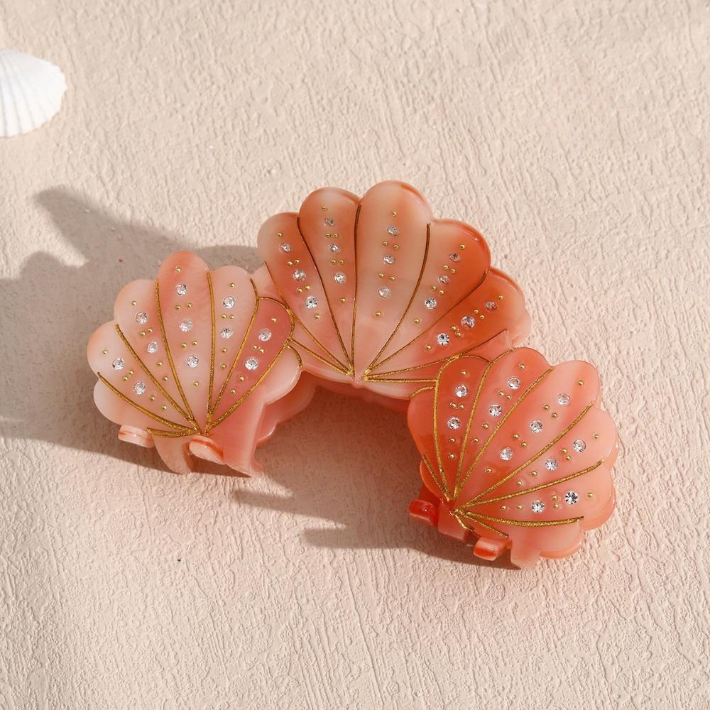 Elegant Shell Hair Clip Acetic Acid Pearl Rhinestone Crab Clip Acetate Shell Hair Claw  Summer