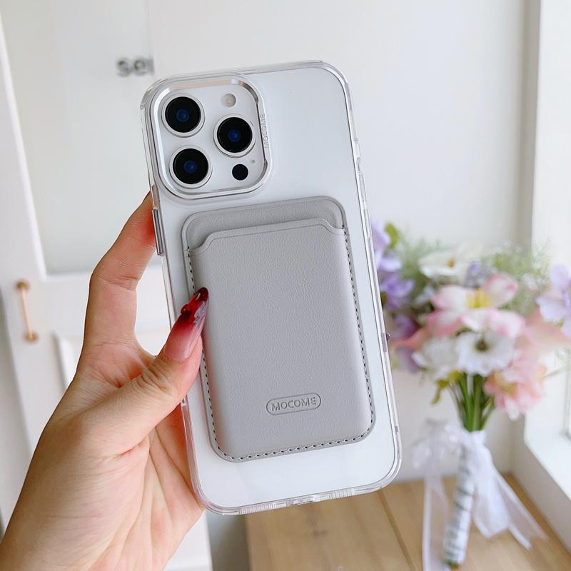 Magnetic Card Slot Clear Phone Case For iPhone 16 Pro Max 15 14 Pro 13 12 11 for Magsafe Shockproof Metal Lens Frame Protection Cover
