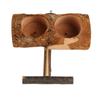 Wooden Parrot Cage Feeder Cups Natural Double Bowl Bird Feeding Watering Dish Cups with Stick