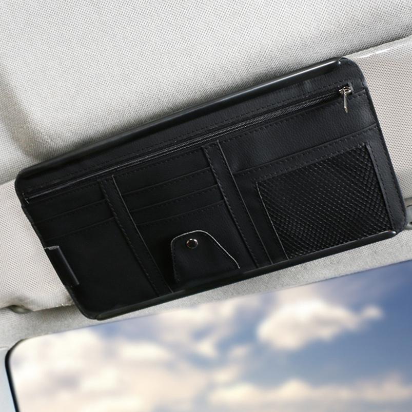 Portable Car Visor Organizer Sunshade Panel Pouch Wallet CD 1Pc Sun Holder Storage Leather