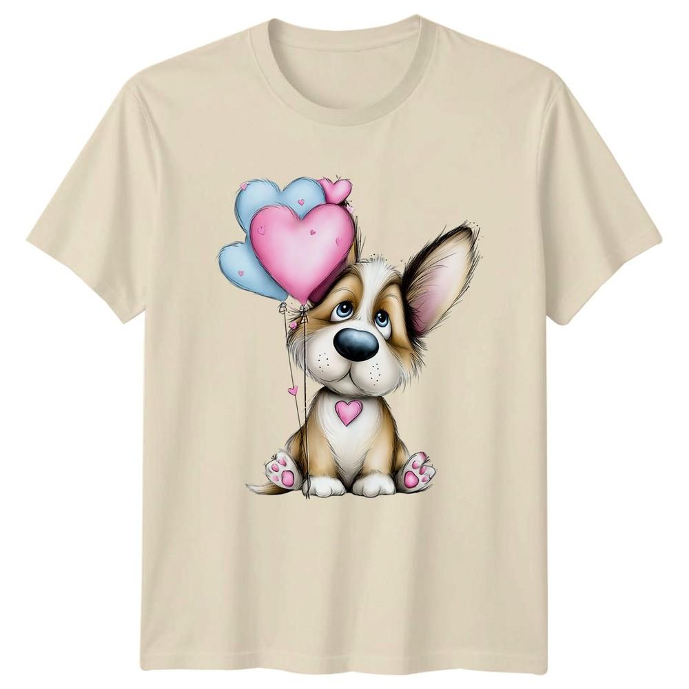 Cucciolo Con Palloncini a Forma di Cuore Cani T-shirt Unisex Unisexs Tee Grafica Unisex Top