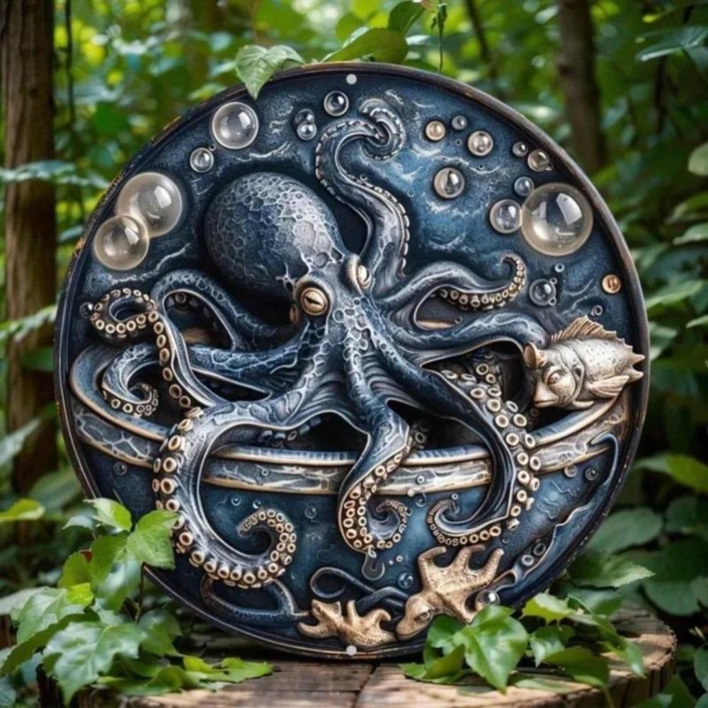 Art Mural Métallique Poulpe Vintage Décor Maison Bureau