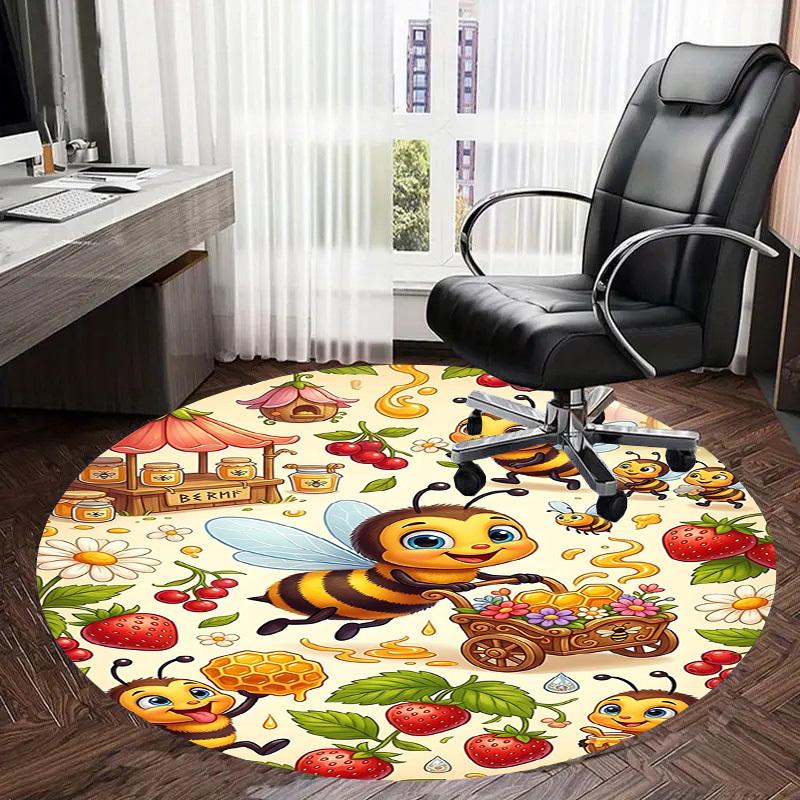 1PC Bee Honey Non-Slip Floor Round carpet, Office, family, bedroom, Large Area Rug Indoor Rugs,  Durable Polyester-L0403