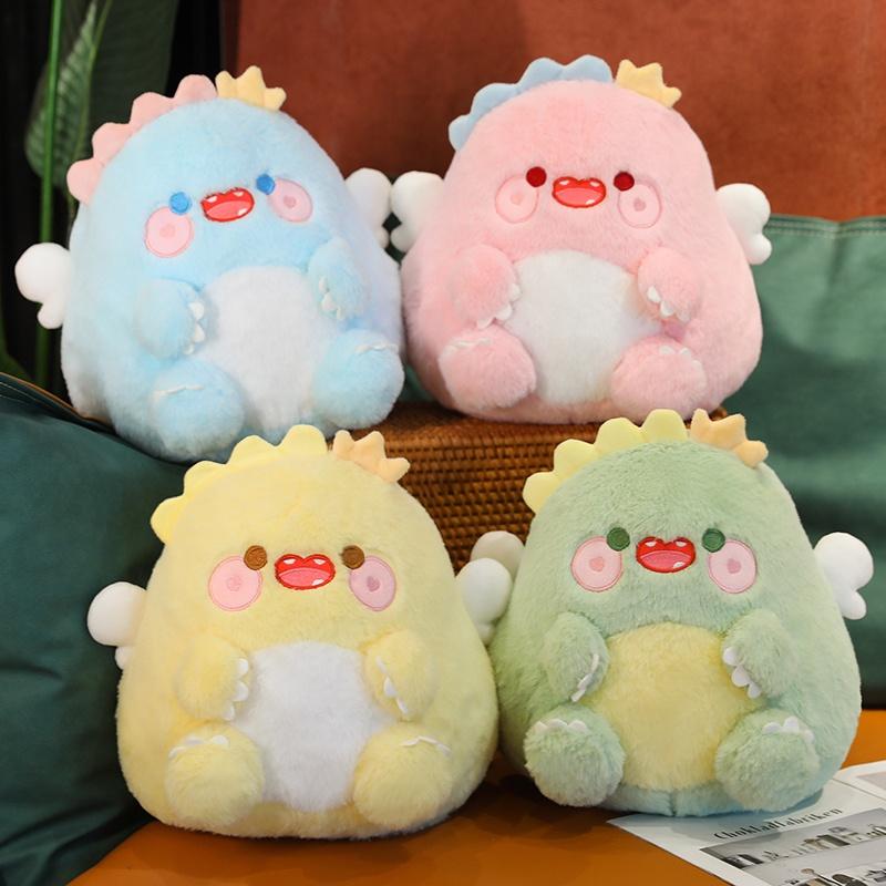 Niedliches Engel Dinosaurier Plüschtier Kissen für Kinder, PP Baumwolle gefüllt weicher Stoff, Perfektes Geburtstagsgeschenk, 30*26cm