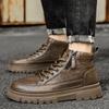 Martin Stiefel Herbst High-Top Britischer Stil Retro Lässig Lederschuhe Wasserdicht und Rutschfest Lokomotive Stiefel