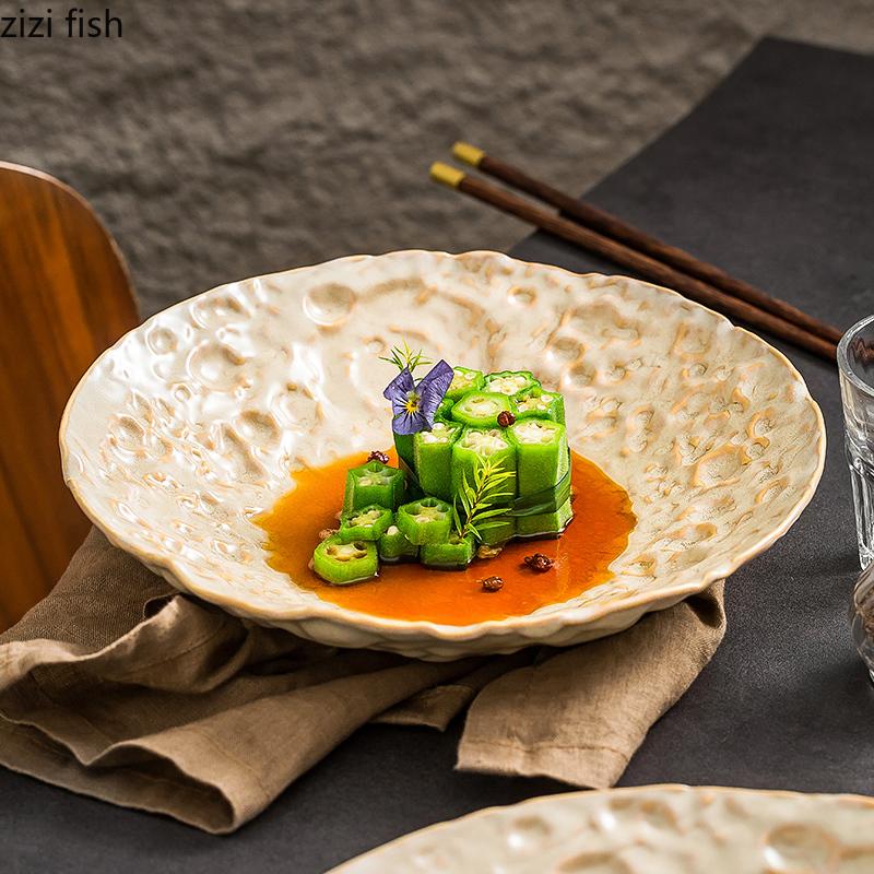 Light Yellow Ceramic Dining Plate Soup Plates Fruit Salad Bowl Pasta Dish Serving Plate Sashimi Plates Noodle Bowl Dim Sum Dish