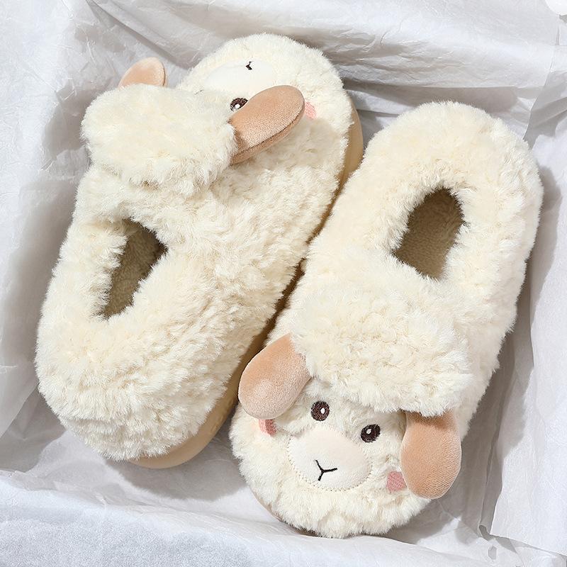 Cotton slippers winter bag with couple home non-slip household cute sheep warm cotton shoes winter