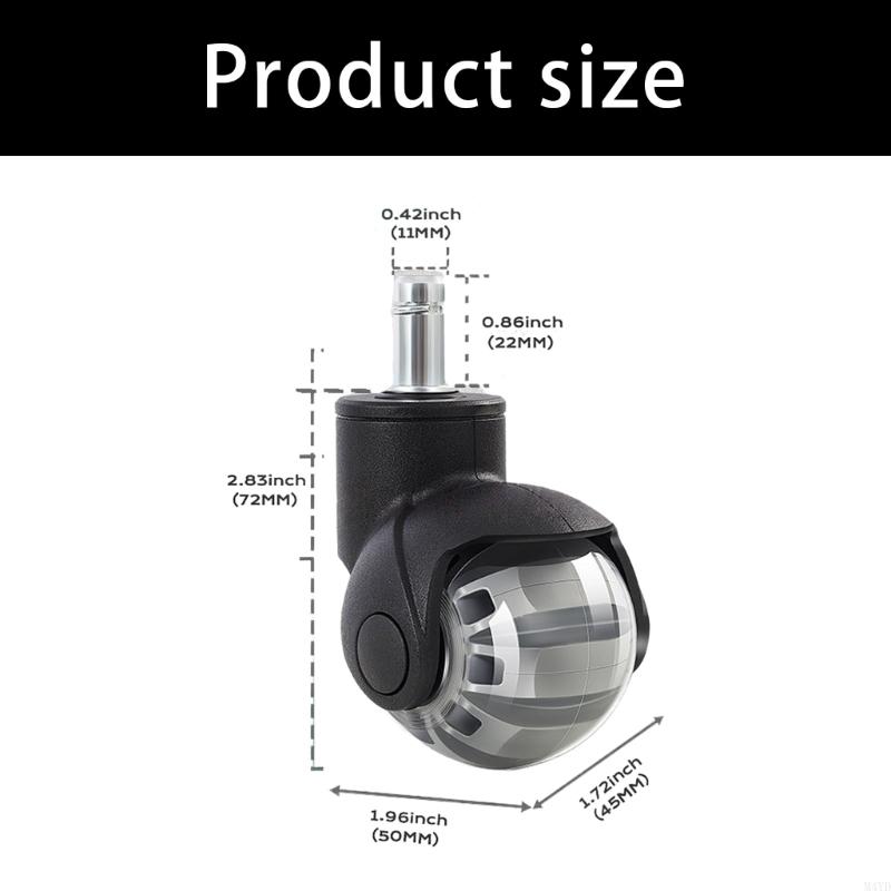 360 Degree PU Ball Casters for Office Chairs with 2 Diameter Quiet Rolling Universal Fit and Long Lasting Build M4YD