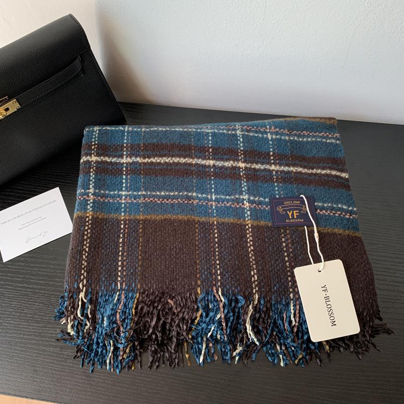Autumn Winter Plaid Scarf Women Men Retro Black Checkered Warm Fringe Scarf Korean Fashion Soft Thick Shawl For Unisex Lady Male