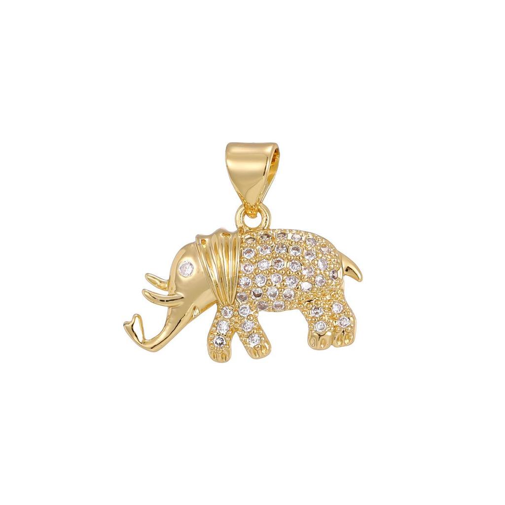 18K Gold Rhinestone Elephant Necklace – Fashionable European and American Animal Pendant.
