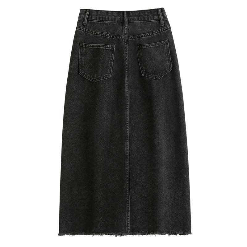Elegant Half-body Skirt Female High-waisted Split A-line Denim Skirt Female Summer Thin Medium-length Package Hip Skirt Fashion Denim Bustier Skirt