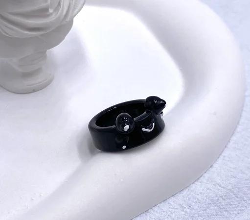 

Cool Smile Frog Transparent Rings for Women Girls Funny Personality Wholesale Cartoon Animal Kawaii Ring Fashion Jewelry Gifts 7 чёрный