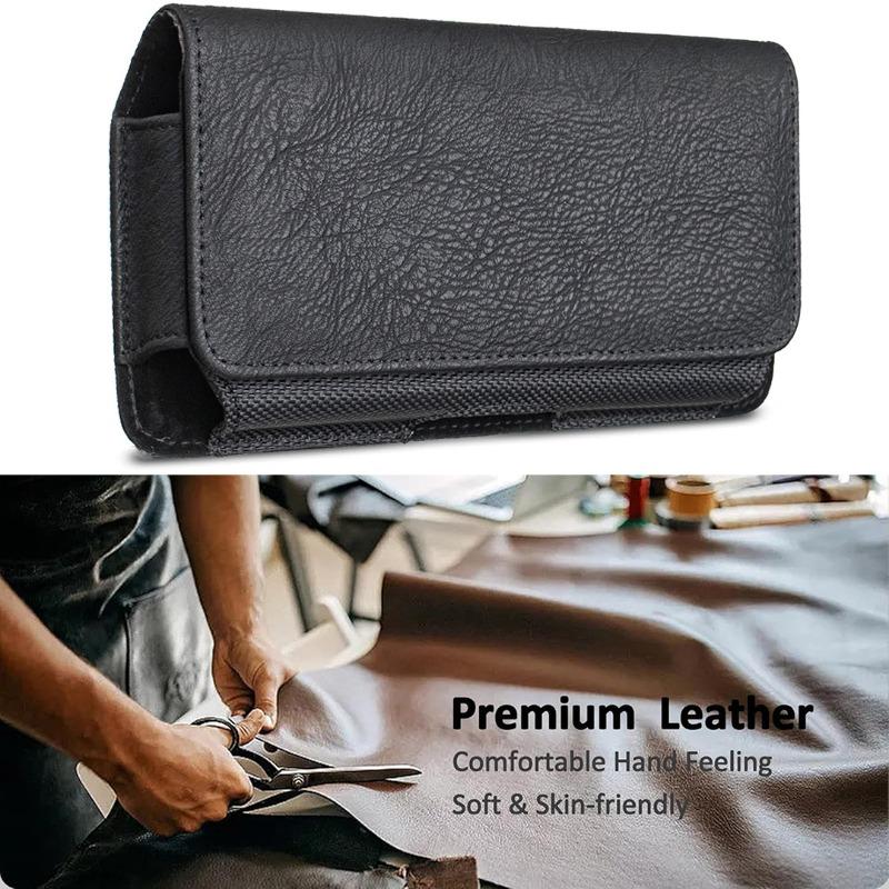 Suitable for Black Brown Mobile Phone Fanny Pack 5.5-6 Inch Card Model, Men's Waist Leather Case