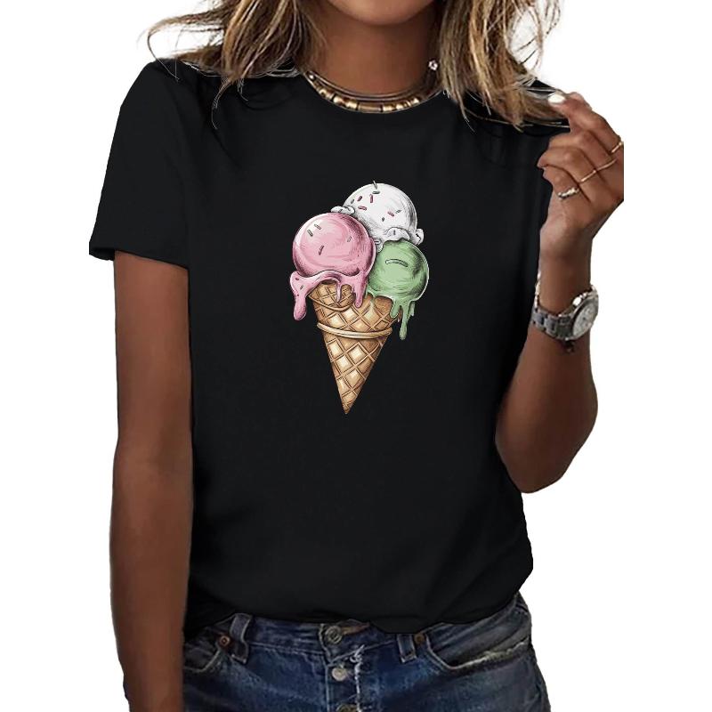 

Polyester Women s Casual T-Shirt, Short Sleeve, Loose Fit Summer Tee with Classic Fit XXL чорний