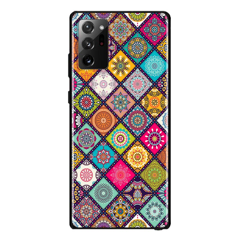 

Цветы Мандала для Samsung Galaxy Note 20 Ultra 10 9 8 Pro S10E S10 5G S9 S8 S7 Plus Яркий черный чехол для телефона Note 20 Ultra