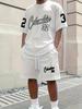 Men's Letter Print Crew Neck Short Sleeve Stylish Streetwear Men's Fashion Set Summer Casual Outdoor Vacation Two-Piece Set